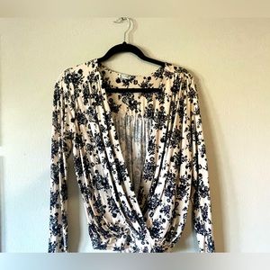 Free People Intimately Turnt Floral Drape Front Bodysuit